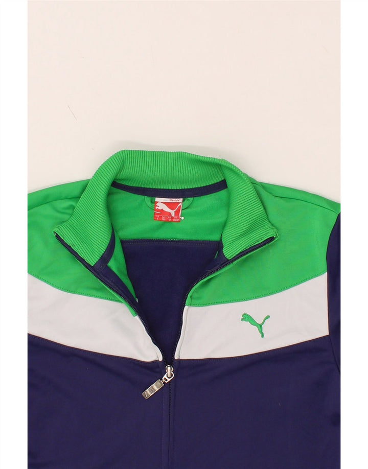 PUMA Boys Tracksuit Top Jacket 11-12 Years Large  Navy Blue Colourblock Vintage Puma and Second-Hand Puma from Messina Hembry 