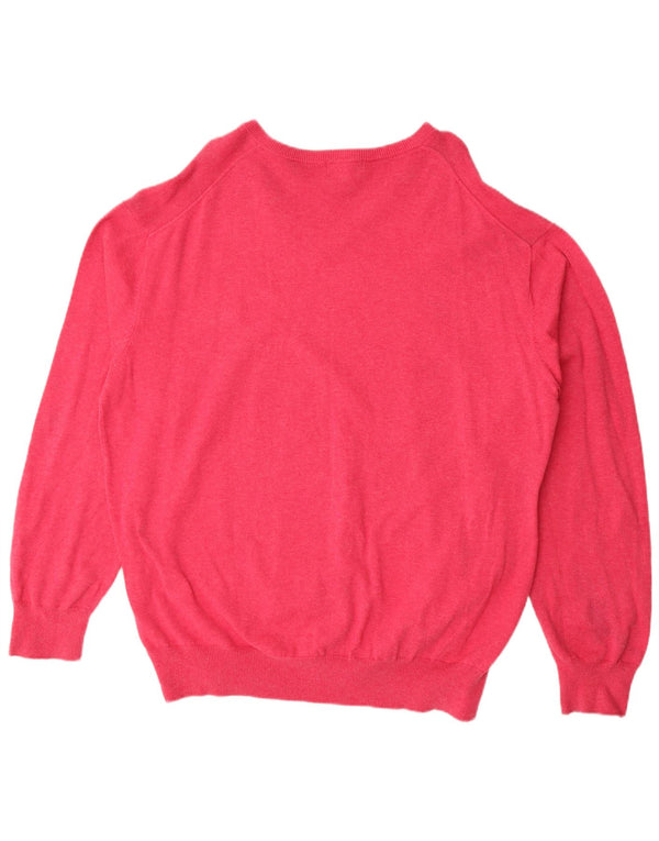 Gant ženski džemper s V-izrezom UK 22 3XL, ružičasti pamuk