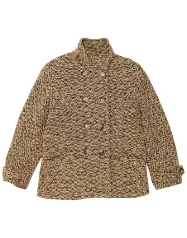 Vintage ženski graškasti kaput UK 12 Medium Beige Argyle/Diamond New Wool
