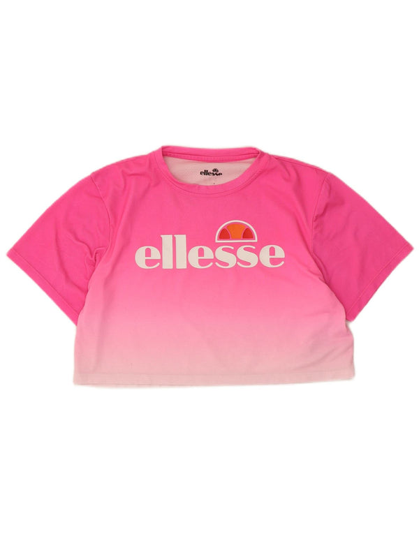 Ellesse Ženska skraćena majica kratkih rukava s grafičkim motivima UK 14 srednje ružičaste boje