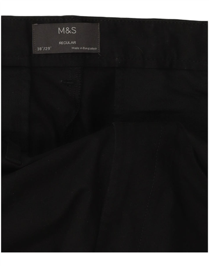 Marks & Spencer muške chino hlače standardnog kroja W38 L29 crni pamuk