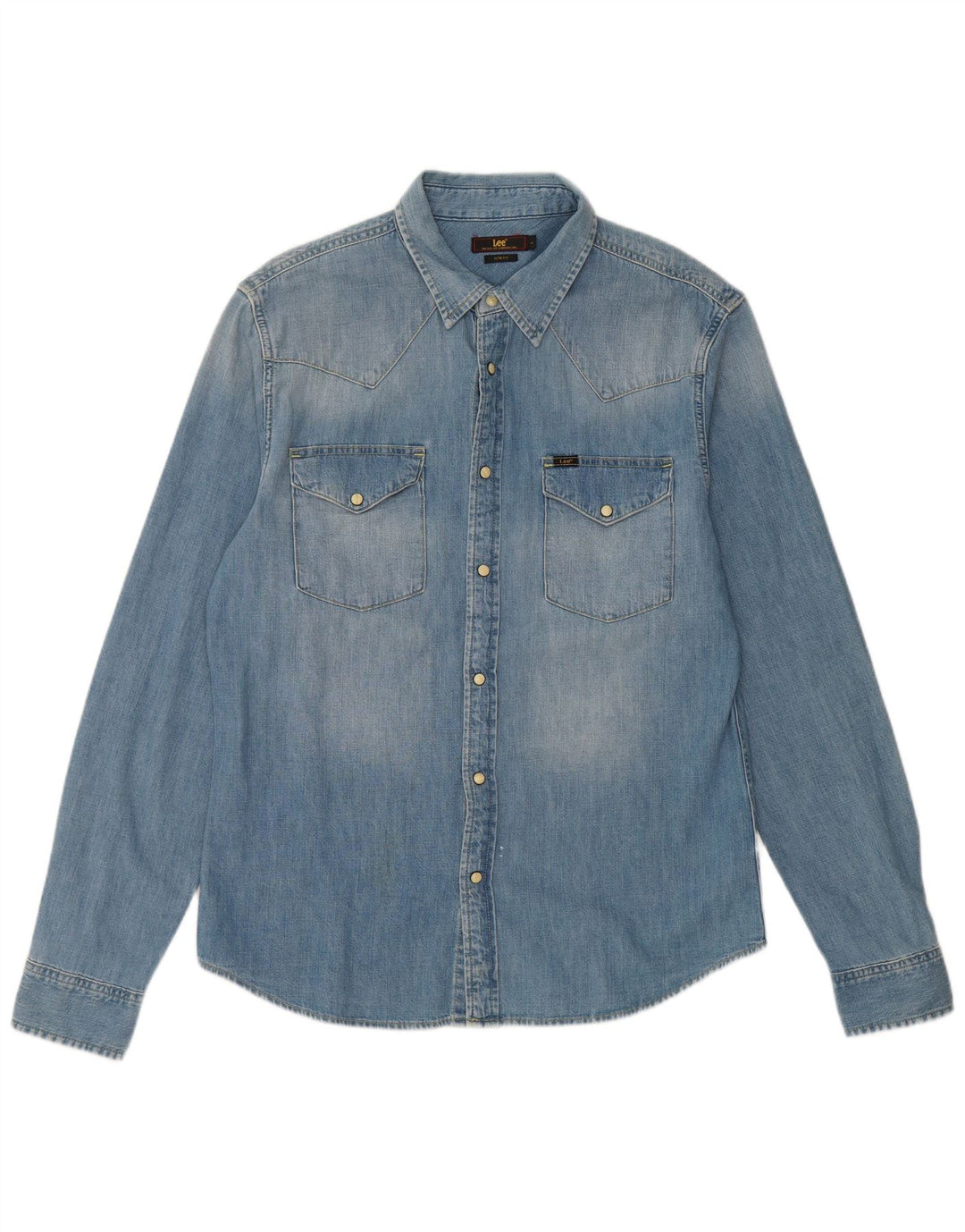 Lee muška uska traper košulja velika plava pamučna