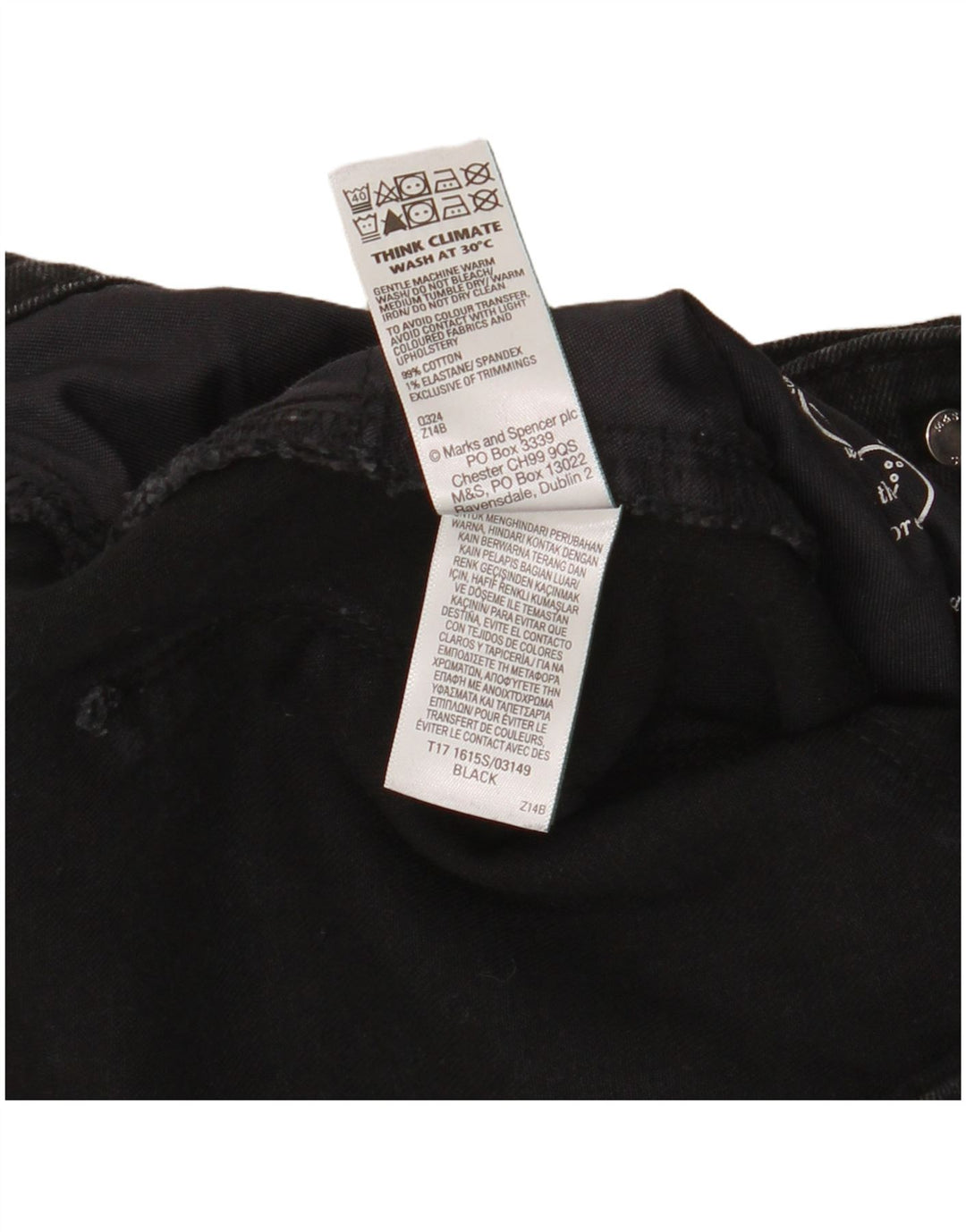 Marks & Spencer muške uske traperice W34 L31 crni pamuk