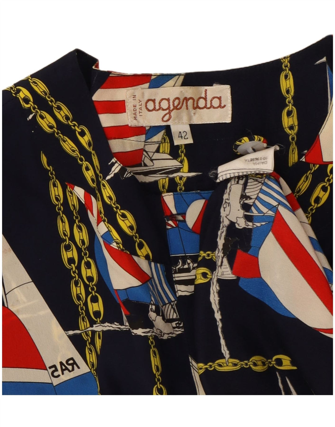 AGENDA Ženska bomber jakna s apstraktnim uzorkom IT 42 srednje tamnoplava svila