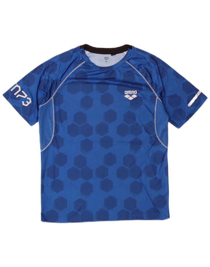 ARENA Mens Graphic T-Shirt Top Small Blue Geometric