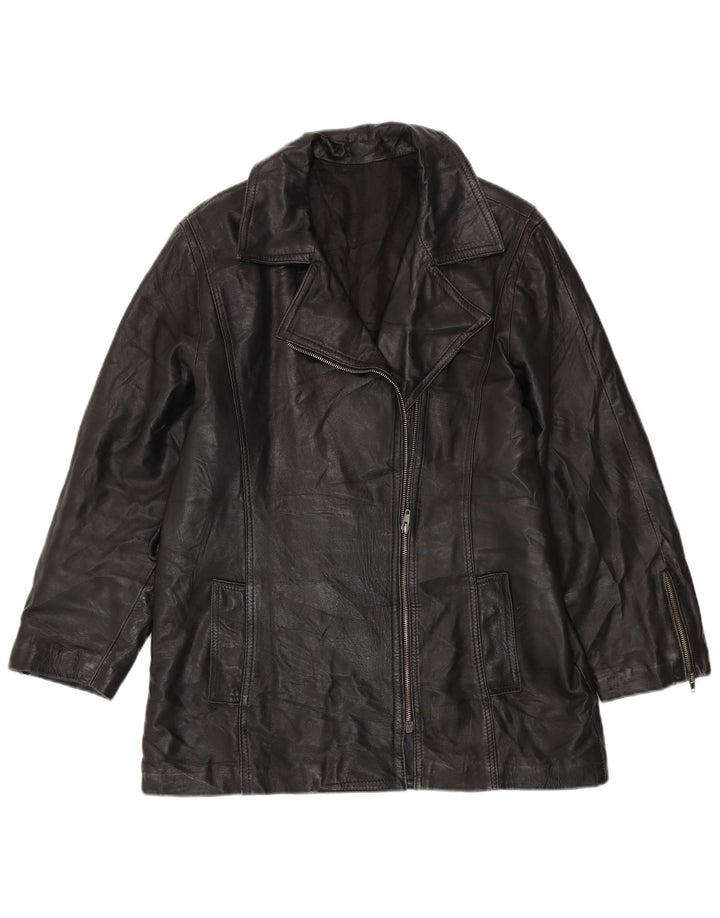 VINTAGE ženska velika kožna jakna UK 10 Mala crna