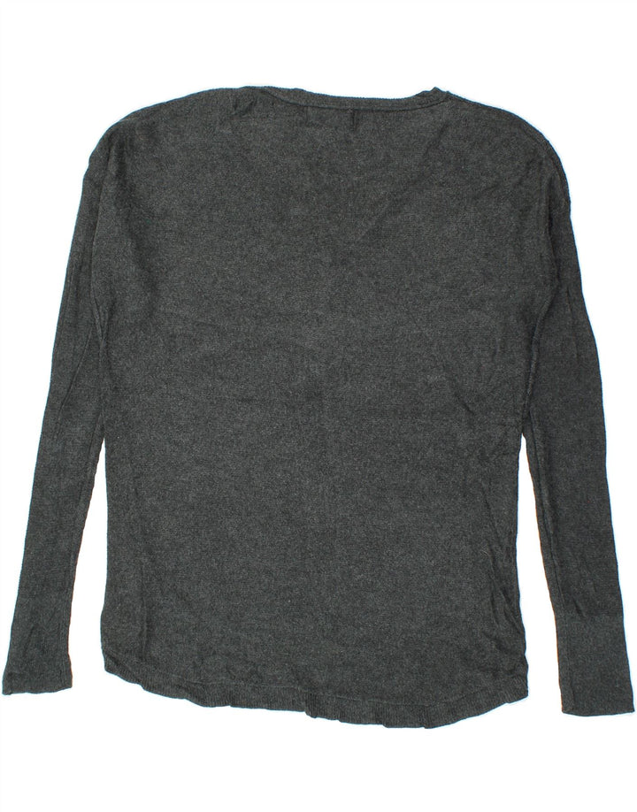 MOSSIMO Womens Oversized V-Neck Jumper Sweater UK 14 Medium Grey Nylon Vintage Mossimo and Second-Hand Mossimo from Messina Hembry 