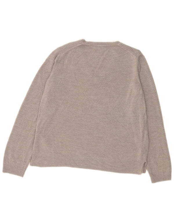 Marks & Spencer Womens V-Neck Jumper Sweater UK 18 XL  Grey Acrylic