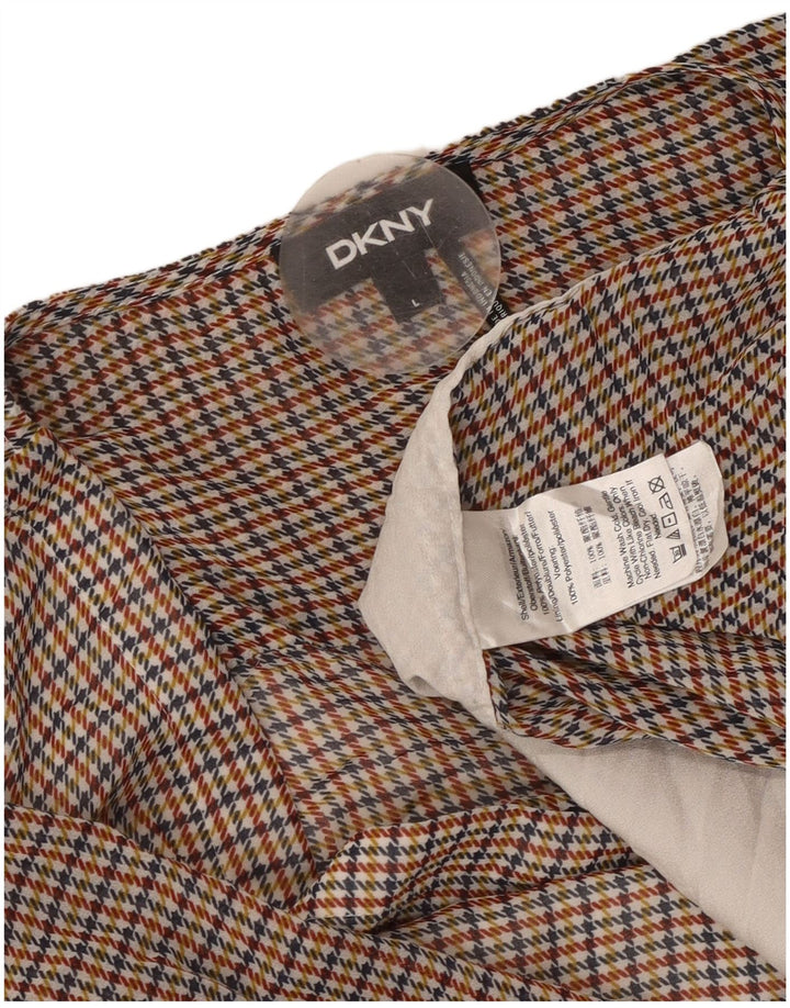 DKNY ženski gornji dio bluze dugih rukava UK 16, veliki višebojni houndstooth