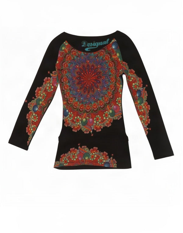 Desigual ženska majica dugih rukava s grafičkim motivima UK 8 Mali crni paisley