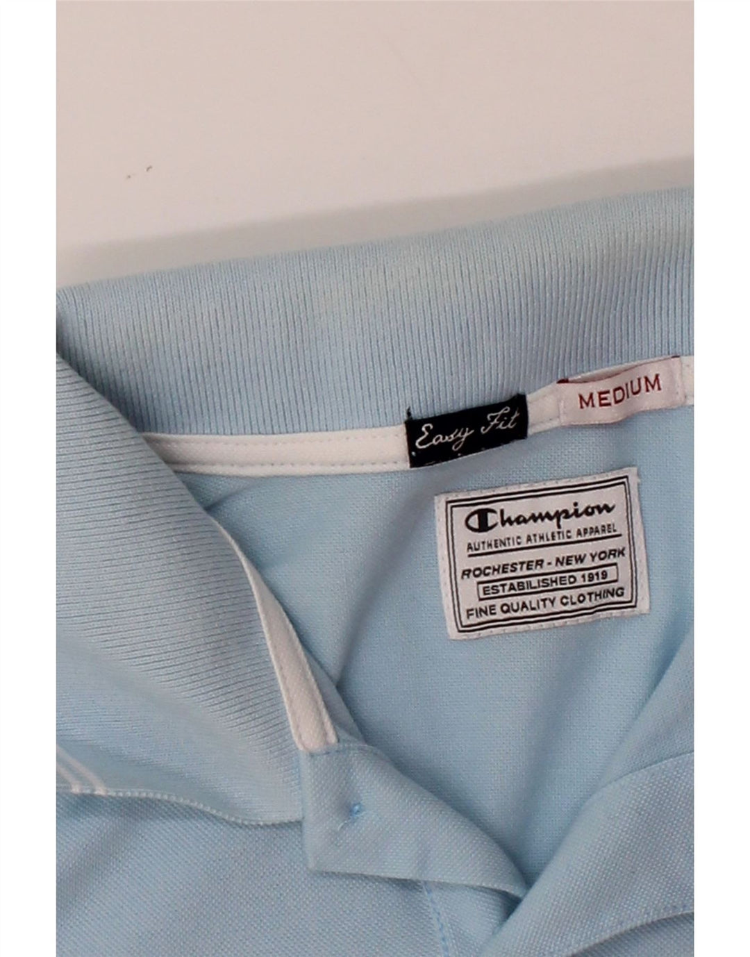 CHAMPION Mens Easy Fit Polo Shirt Medium Blue Cotton Vintage Champion and Second-Hand Champion from Messina Hembry 