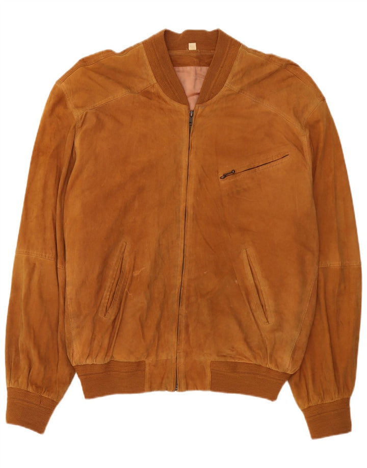 Vintage muška bomber jakna od brušene kože IT 54 2XL smeđa koža