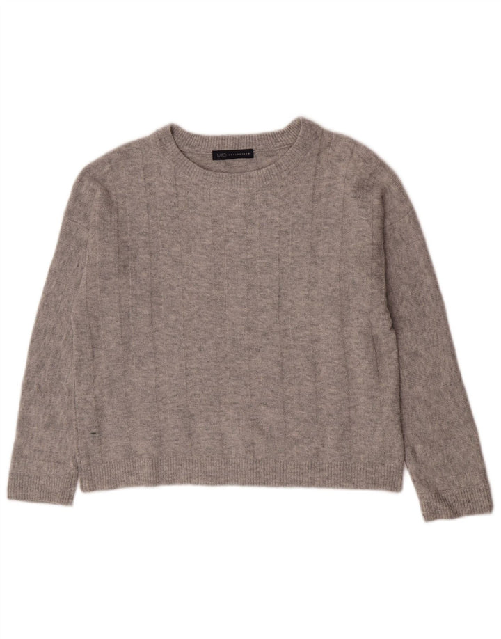Marks & Spencer ženski veliki džemper s veznim izrezom UK 10 Small Gray