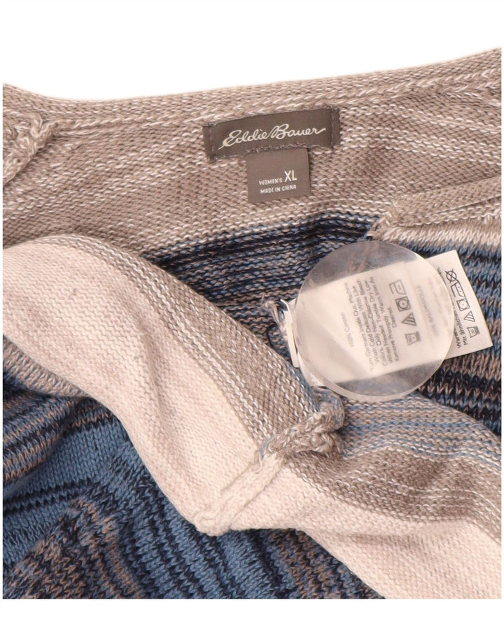 EDDIE BAUER Ženski džemper s V-izrezom UK 18 XL na višebojne pruge