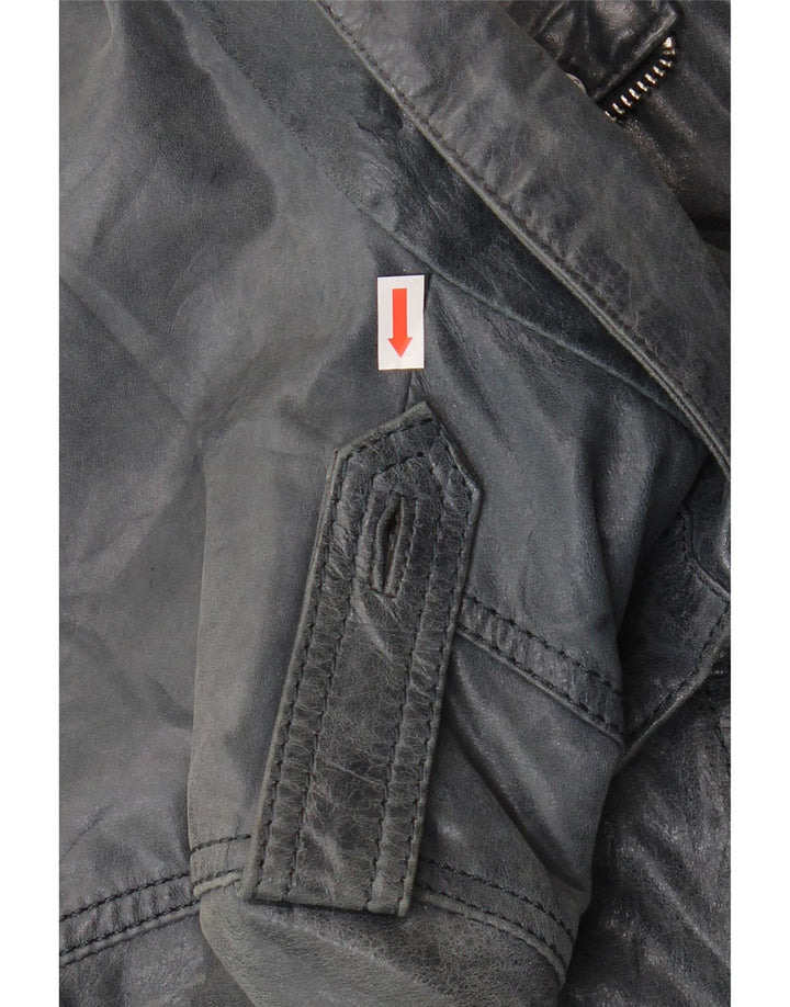 Vintage ženska bomber kožna jakna IT 46 velika tamnoplava koža