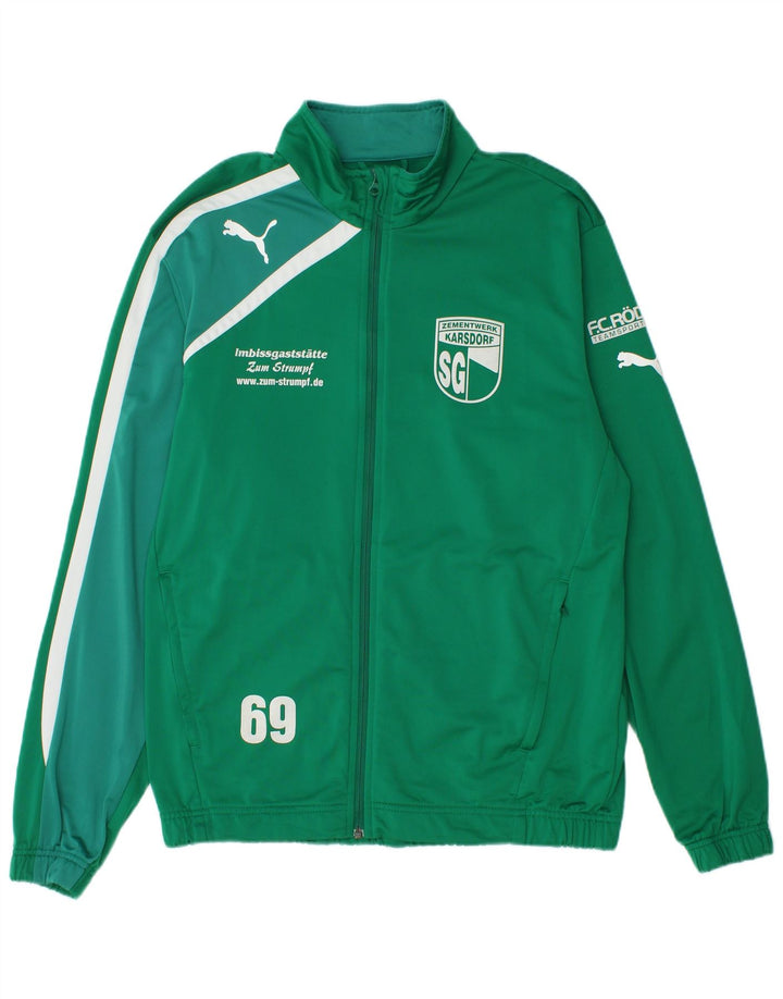 PUMA Mens Graphic Tracksuit Top Jacket Large Green Polyester
