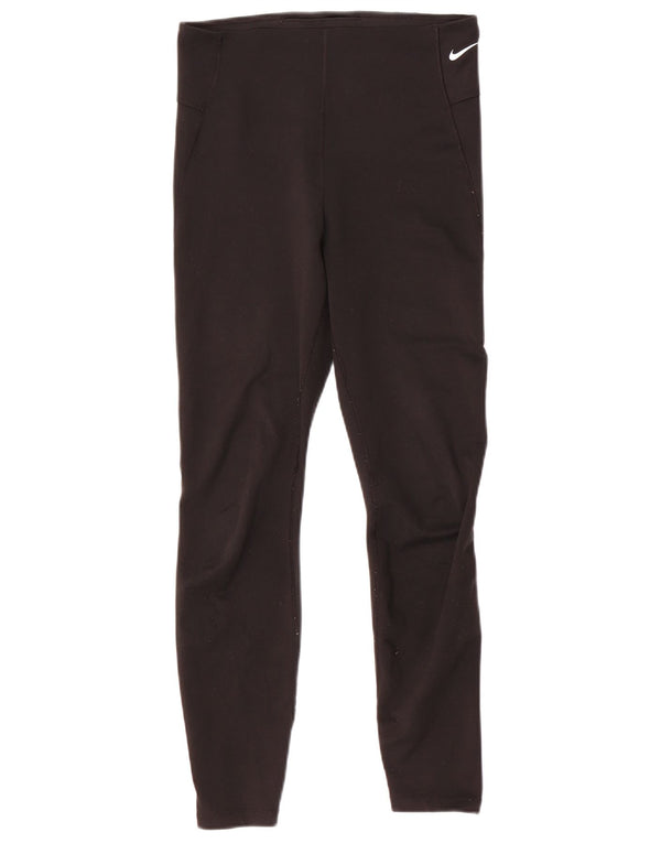 NIKE Womens Dri Fit Leggings UK 12 Medium  Black Polyester