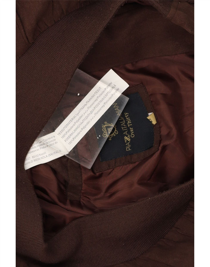 PIAZZA ITALIA Mens Bomber Jacket UK 40 Large Brown Polyester Vintage PIAZZA ITALIA and Second-Hand PIAZZA ITALIA from Messina Hembry 