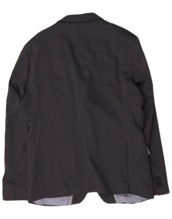 Zara Mens 2 Button Blazer Jacket EU 54 XL Navy Blue Polyester