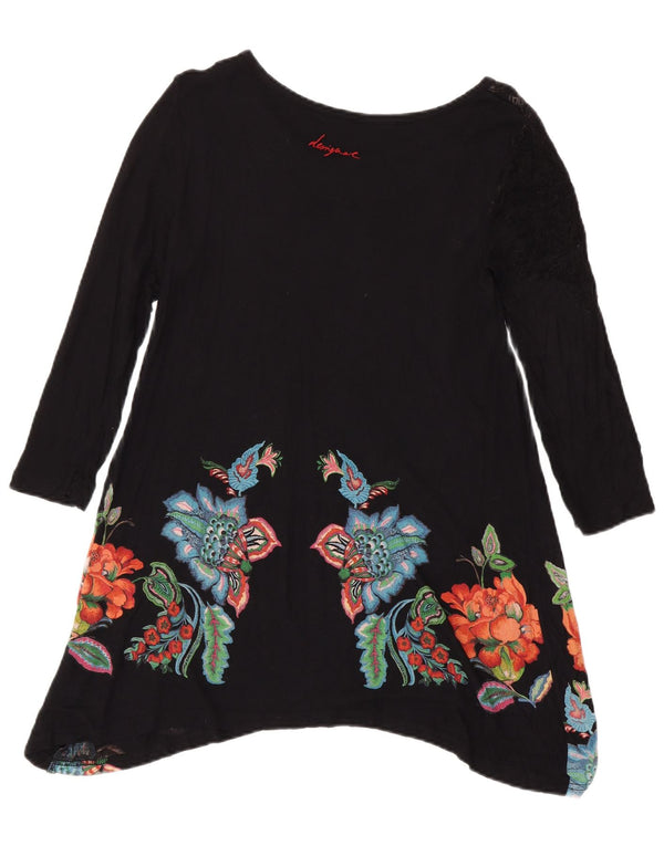 Ženska tunika dugih rukava Desigual UK 12 Srednje crna boemska cvjetna