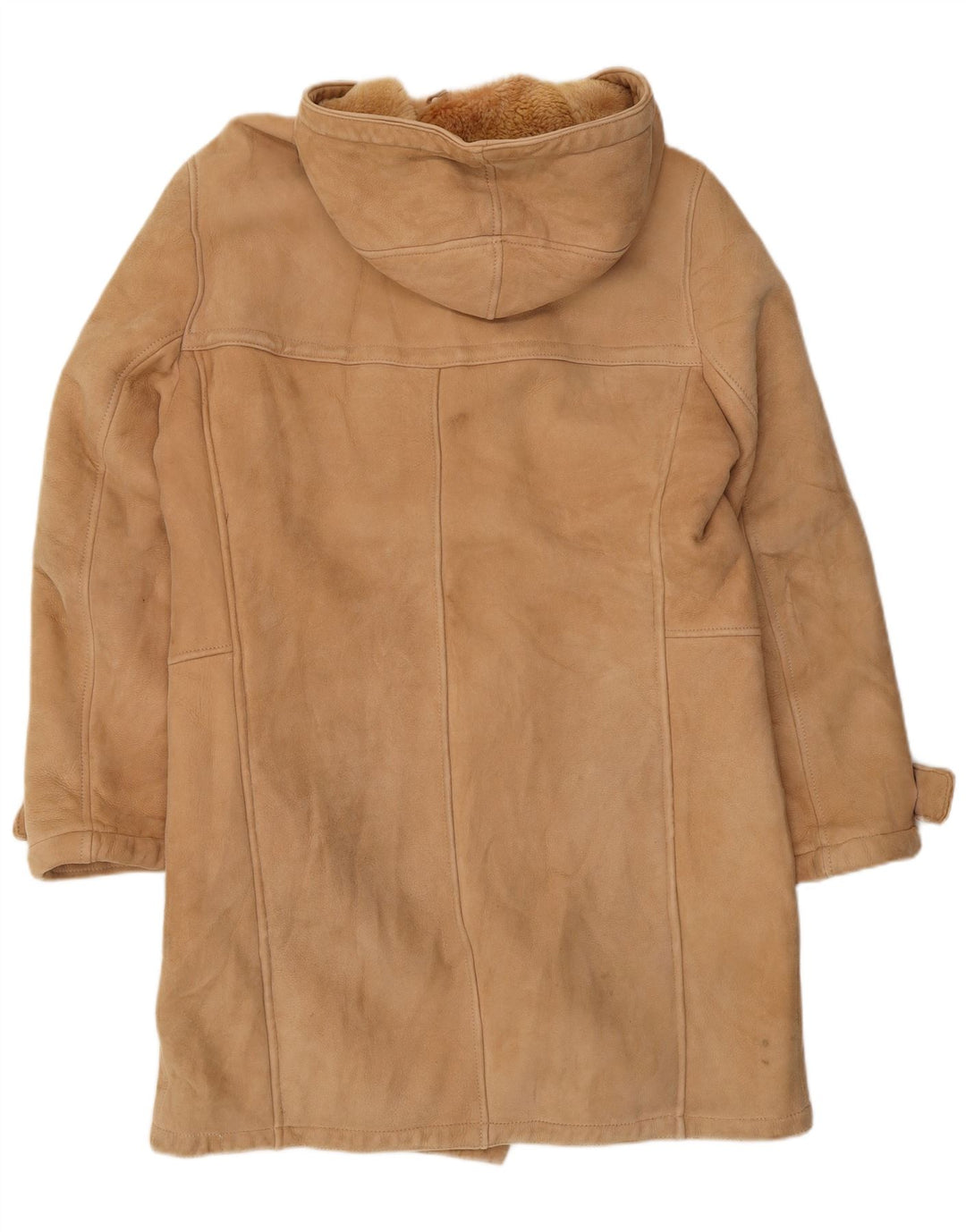 Vintage muški jakni kaput s kapuljačom od striženih šiša UK 36 Mali bež
