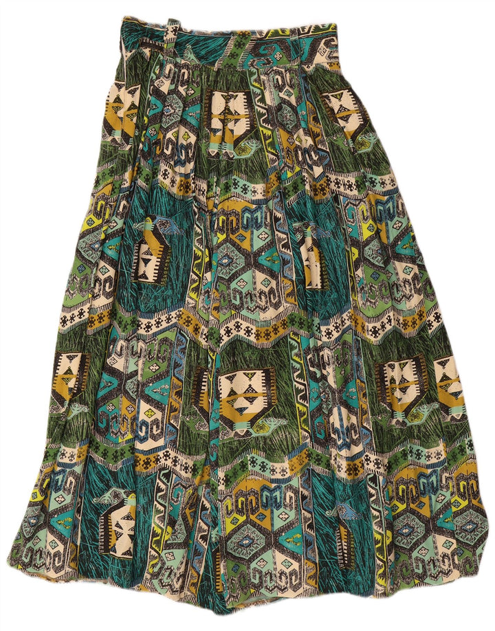 VINTAGE ženske harem hlače W28 L22 Zelena geometrijska viskoza