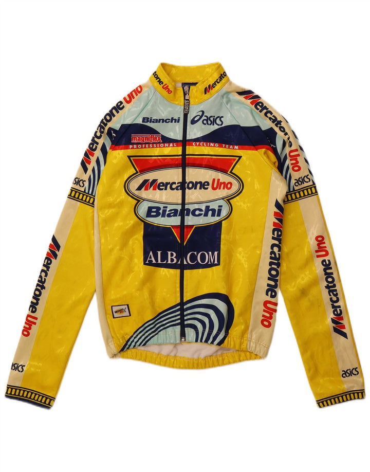 Asics muška trenirka s grafičkim motivima, velika jakna od poliestera žute boje