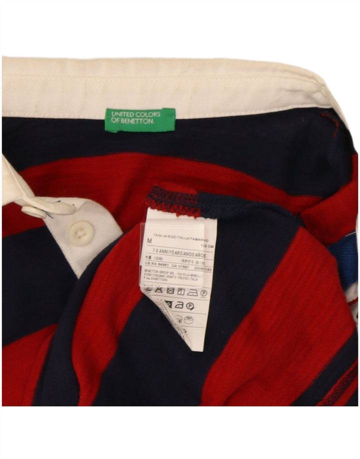 Obična polo majica dugih rukava Benetton za dječake 7-8 godina srednje crvene pruge