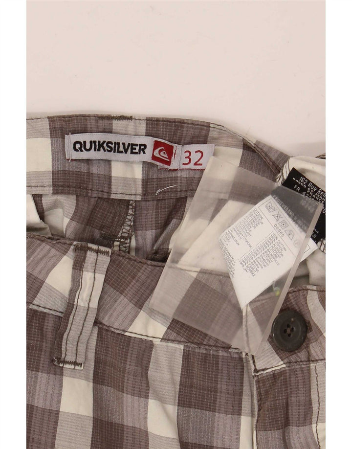Quiksilver muške kargo kratke hlače W32 srednje smeđe karirane pamuk
