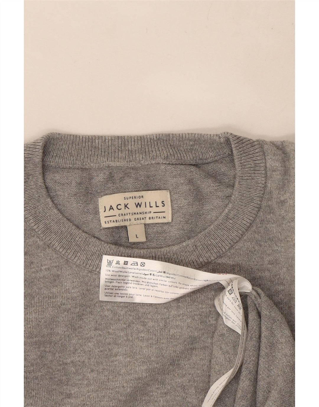 Jack Wills, muški pulover s okruglim izrezom, veliki sivi pamuk