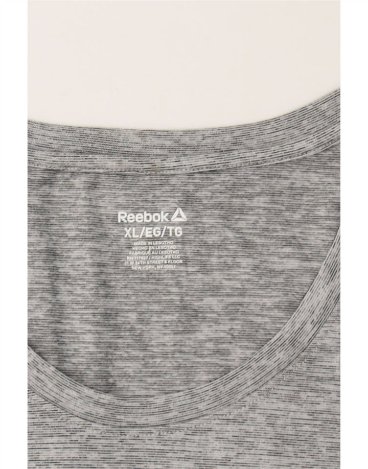 REEBOK Womens T-Shirt Top UK 18 XL Grey Flecked Polyester Vintage Reebok and Second-Hand Reebok from Messina Hembry 