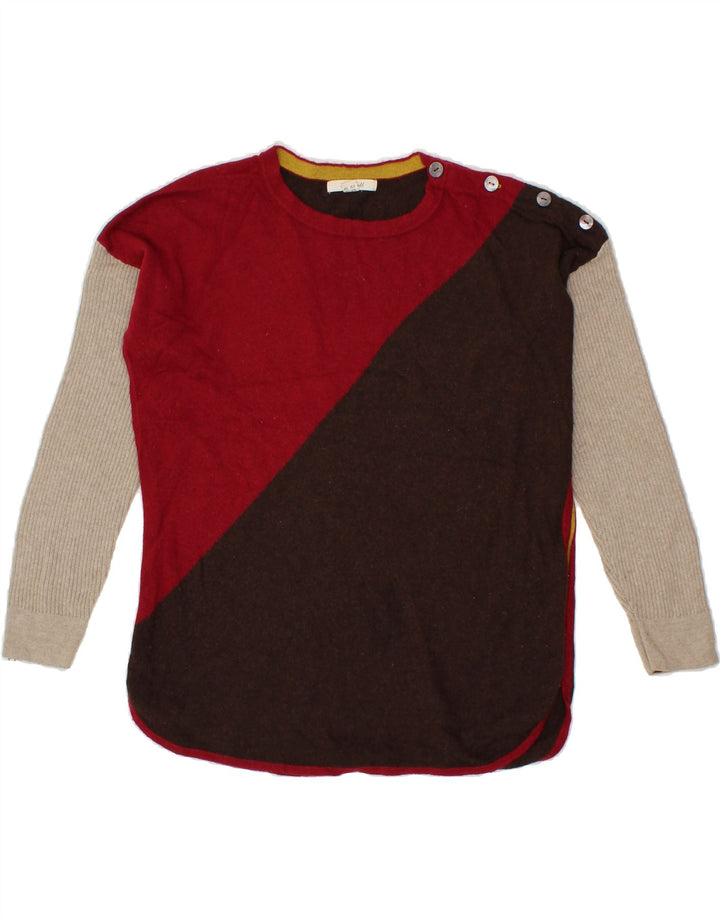 WHITE STUFF Womens Crew Neck Jumper Sweater UK 10 Small Red Colourblock Vintage White Stuff and Second-Hand White Stuff from Messina Hembry 