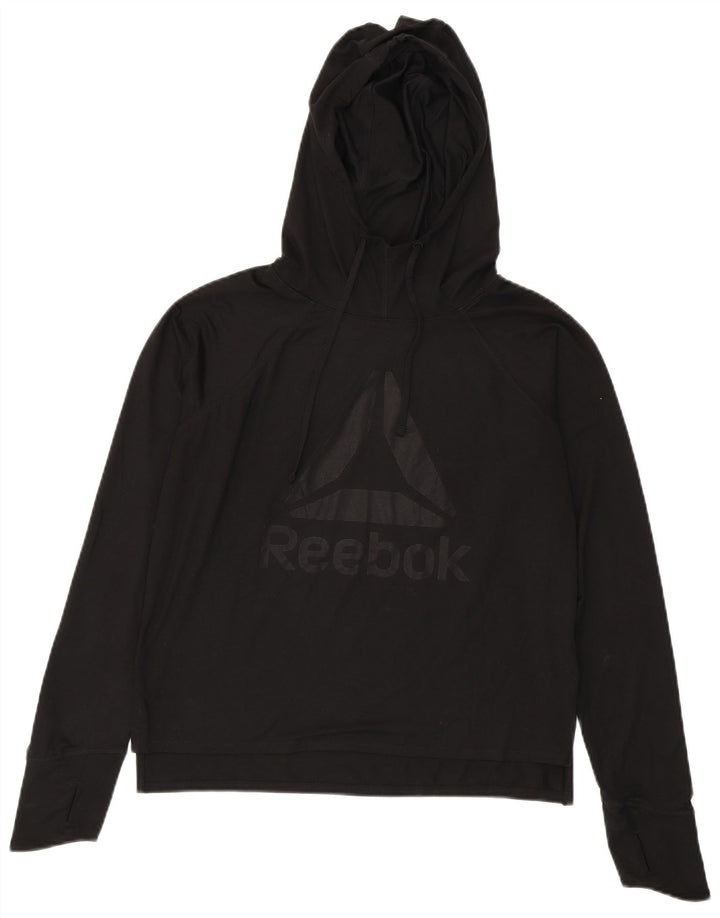 Reebok ženska prekomjerna majica s kapuljačom s kapuljačom UK 10 mala crna