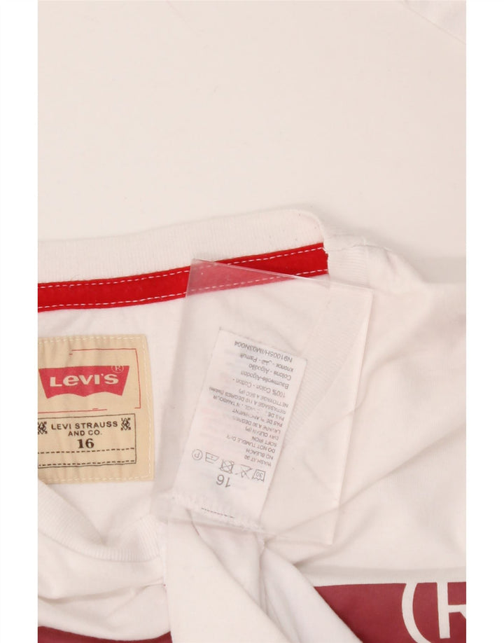 LEVI'S Boys Graphic Top Long Sleeve 15-16 Years White Cotton