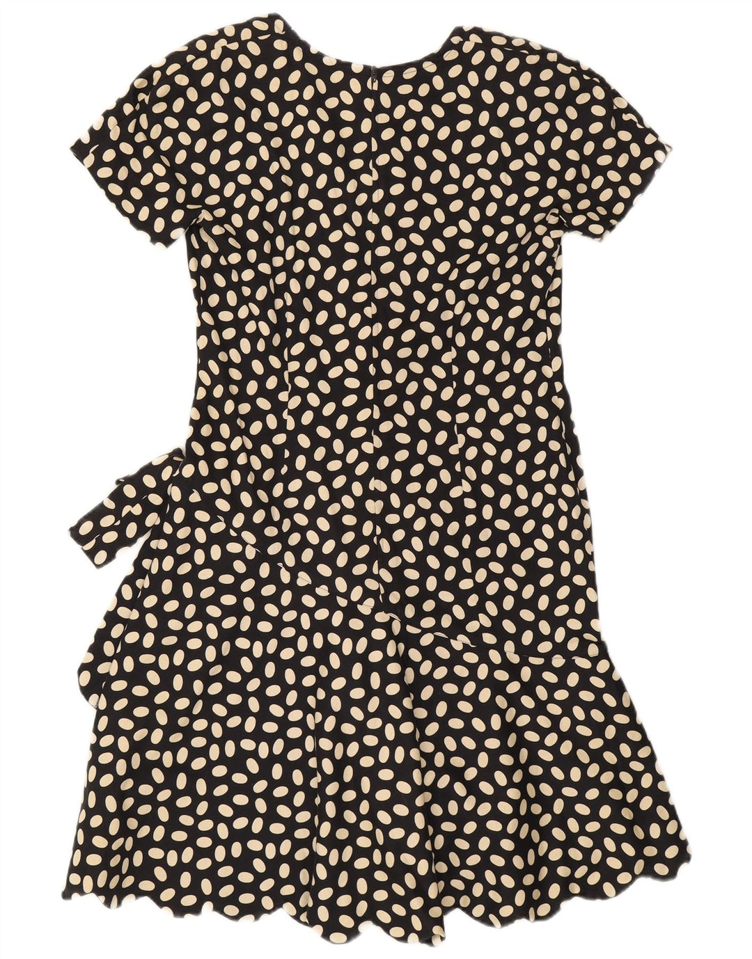 VINTAGE Womens Tiered Dress UK 12 Medium Black Polka Dot