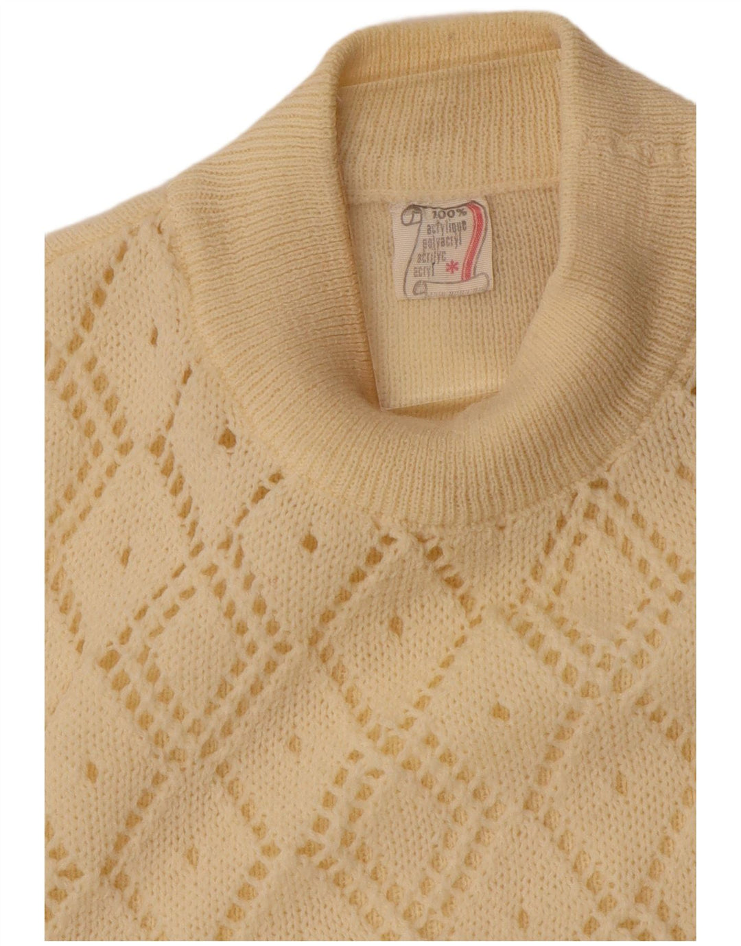 VINTAGE ženski džemper s kornjačičastim ovratnikom UK 10 Small Off White