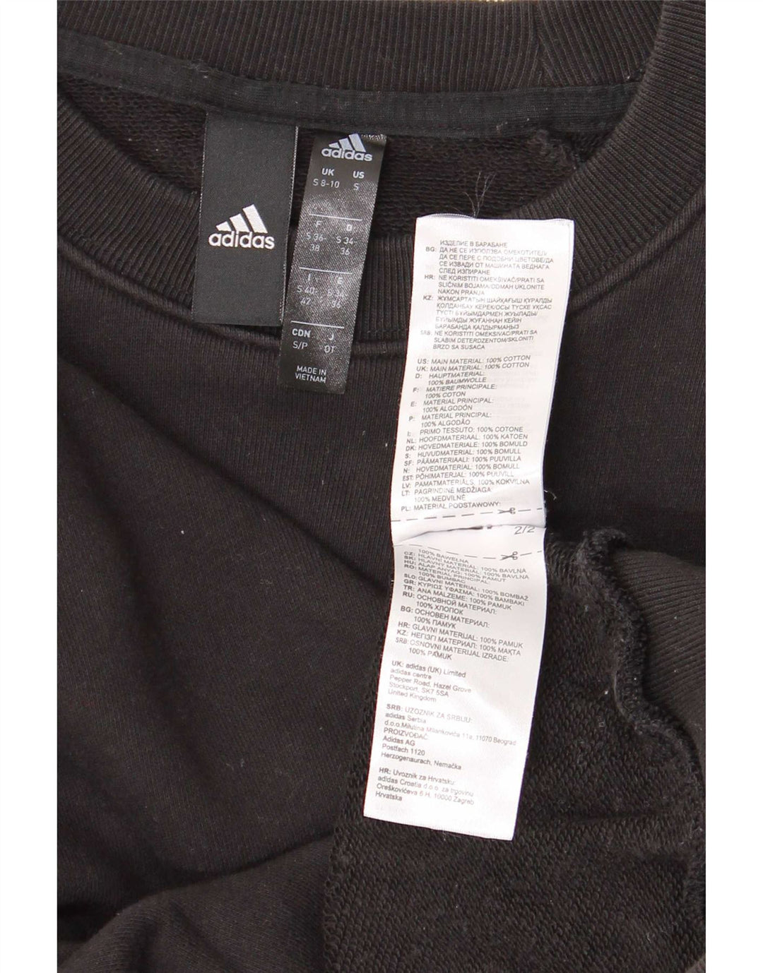 Adidas veliki ženski džemper UK 8/10 mali crni pamuk