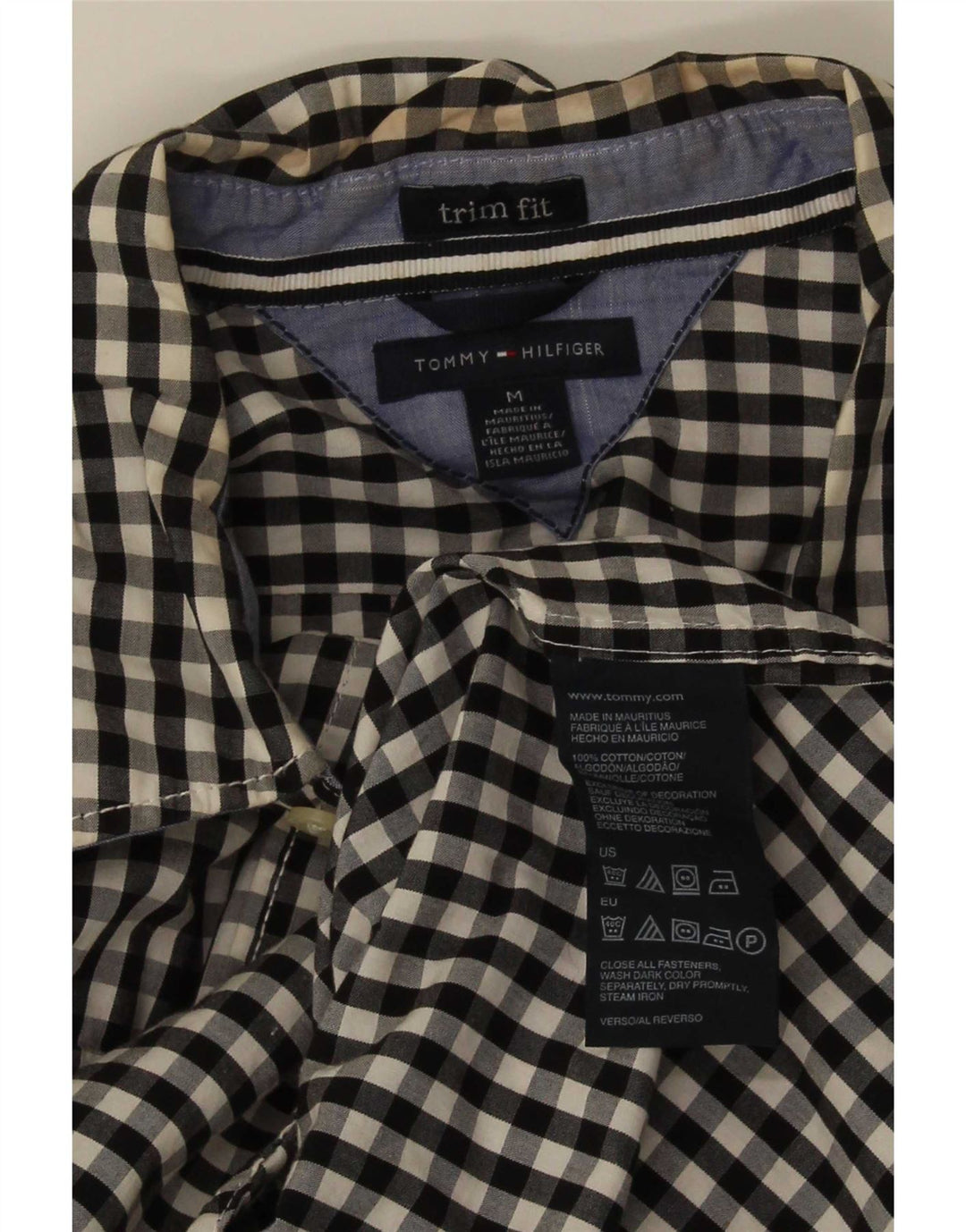 Tommy Hilfiger muška dotjerana košulja srednje veličine od crnog gingham pamuka