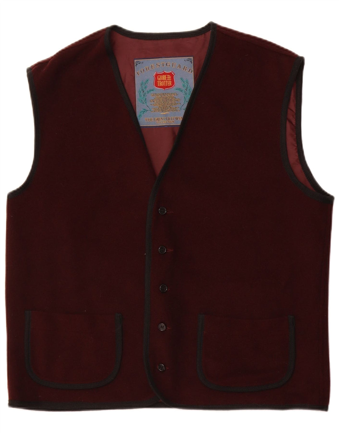 Globe Trotter Mens Gilet UK 40 Large Burgundy Acrylic