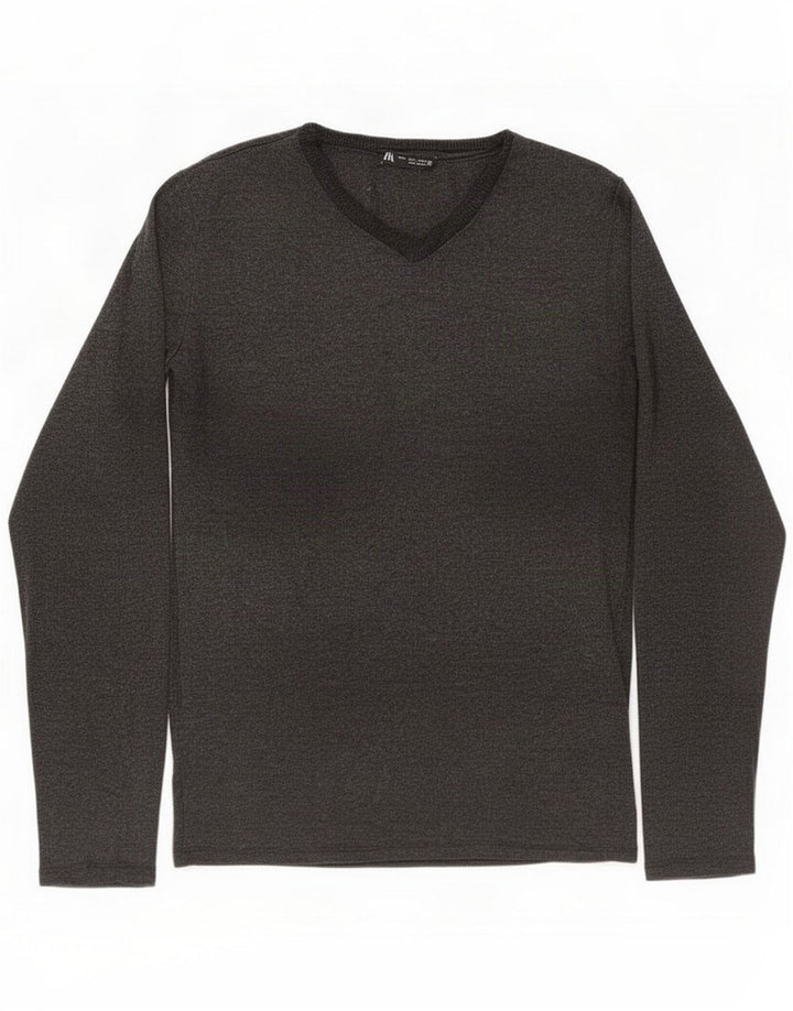 Zara ženski džemper s V-izrezom UK 14 Large Gray Polyester