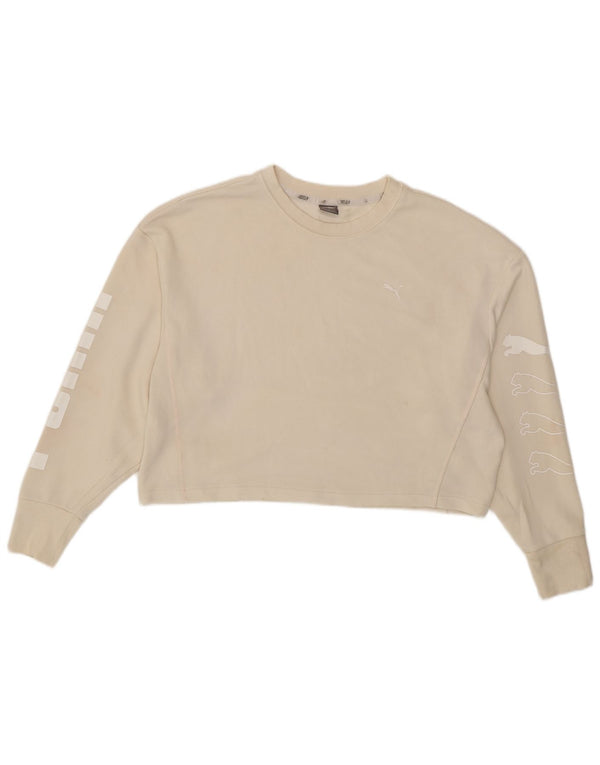 Puma ženska prekomjerna majica s kratkim crtanim majicama UK 16 Large Beige