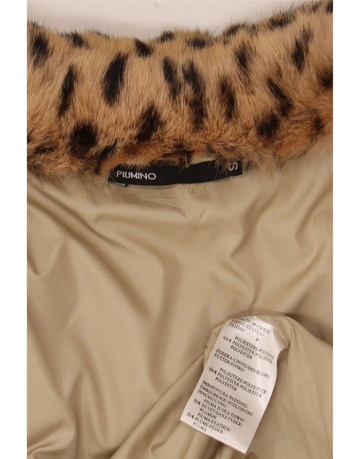 Vintage ženska prevelika podstavljena jakna UK 10 Mali bež životinjski print