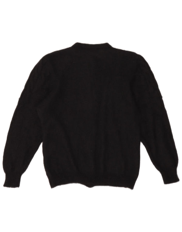Vintage Womens Cardigan Sweater UK 16 Large Black Mohair