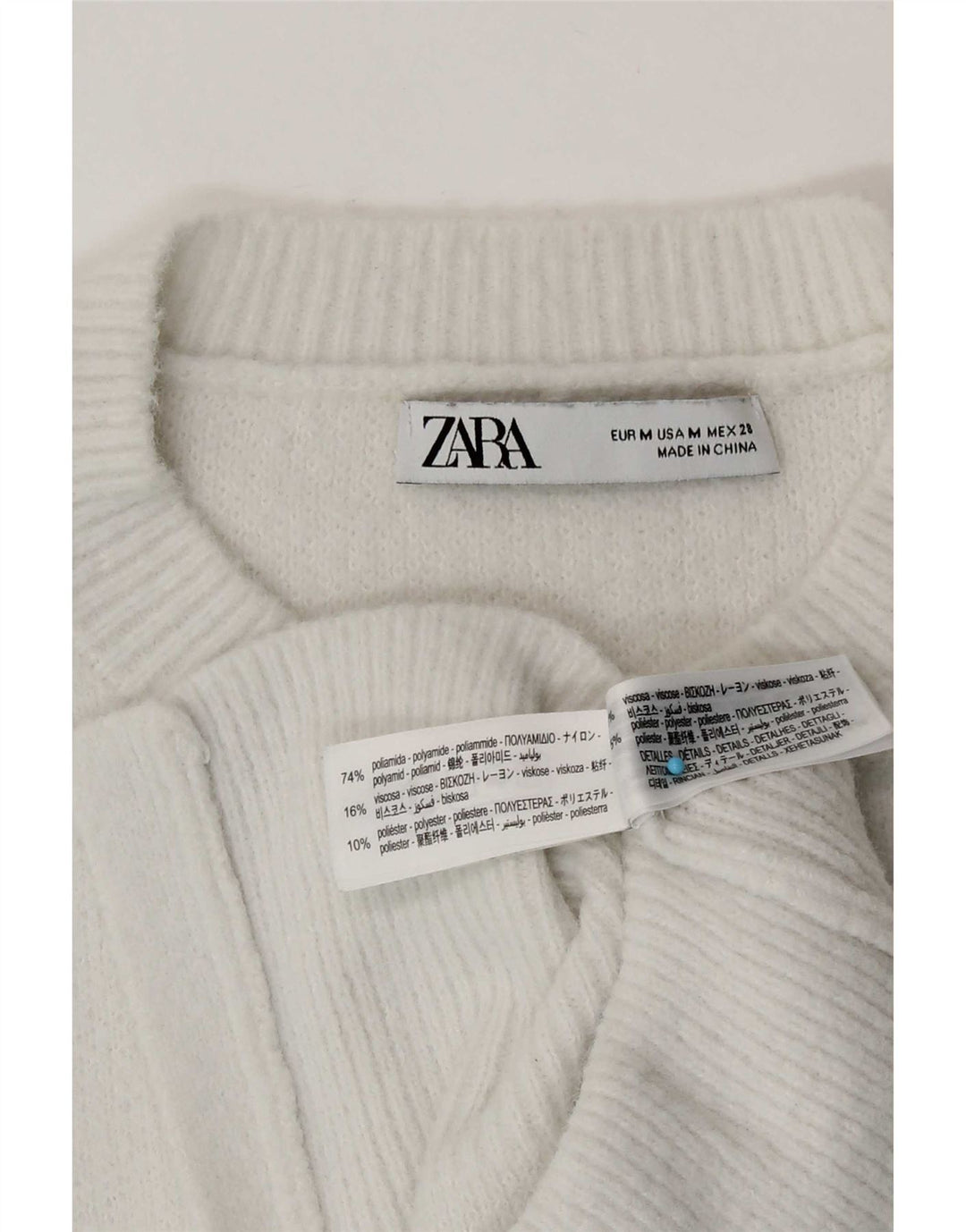 Zara ženski kardigan pulover UK 12 Srednje bijeli poliamid