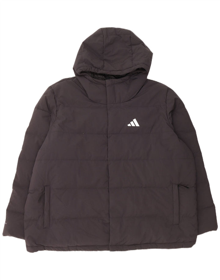 Adidas muška podstavljena jakna s kapuljačom UK 46 3XL crni poliester