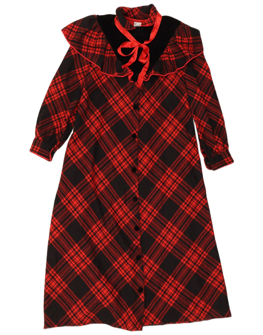Vintage ženska maksi haljina košulja UK 14 Veliki crveni karirani vuneni