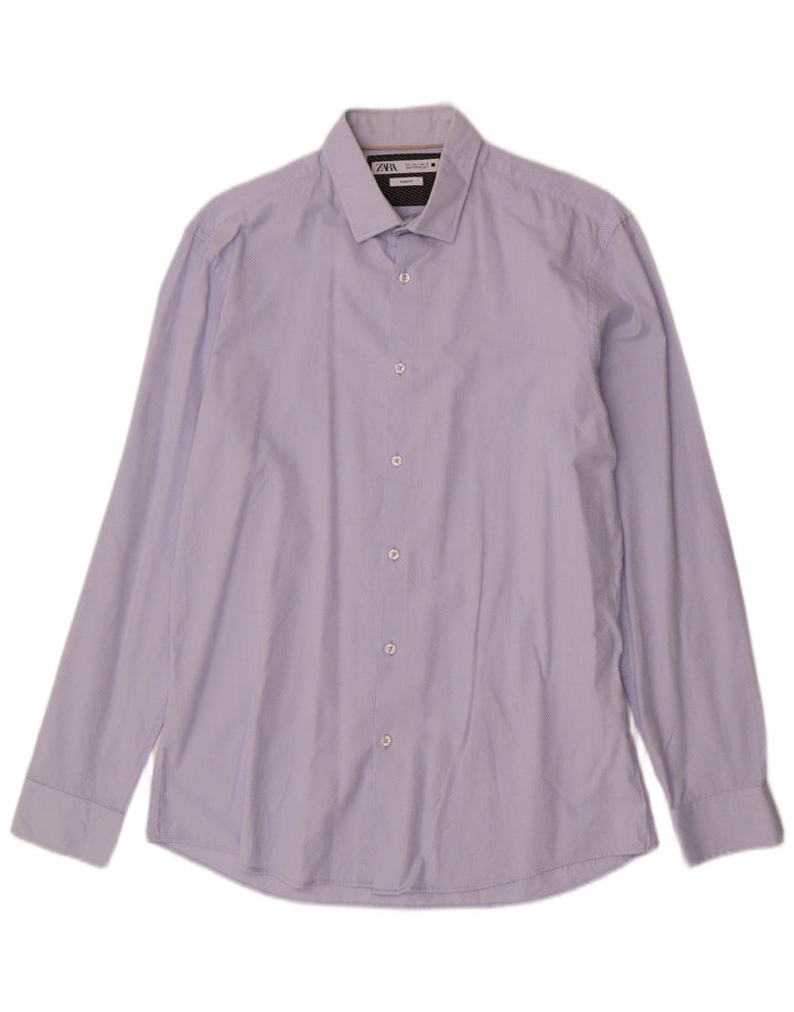 Zara muška uska košulja velika, plava pamučna