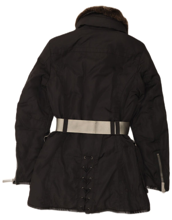 PEUTEREY Womens Parka Jacket EU 40 Medium Black Polyamide