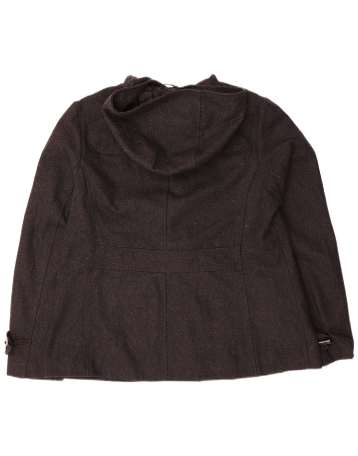 VINTAGE ženska duffle jakna s kapuljačom UK 16 Velika siva vuna