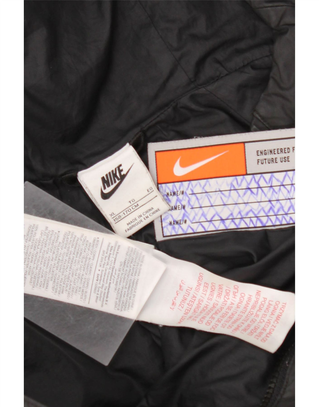 Podstavljena jakna s kapuljačom NIKE za dječake 13-14 godina XL crni poliester